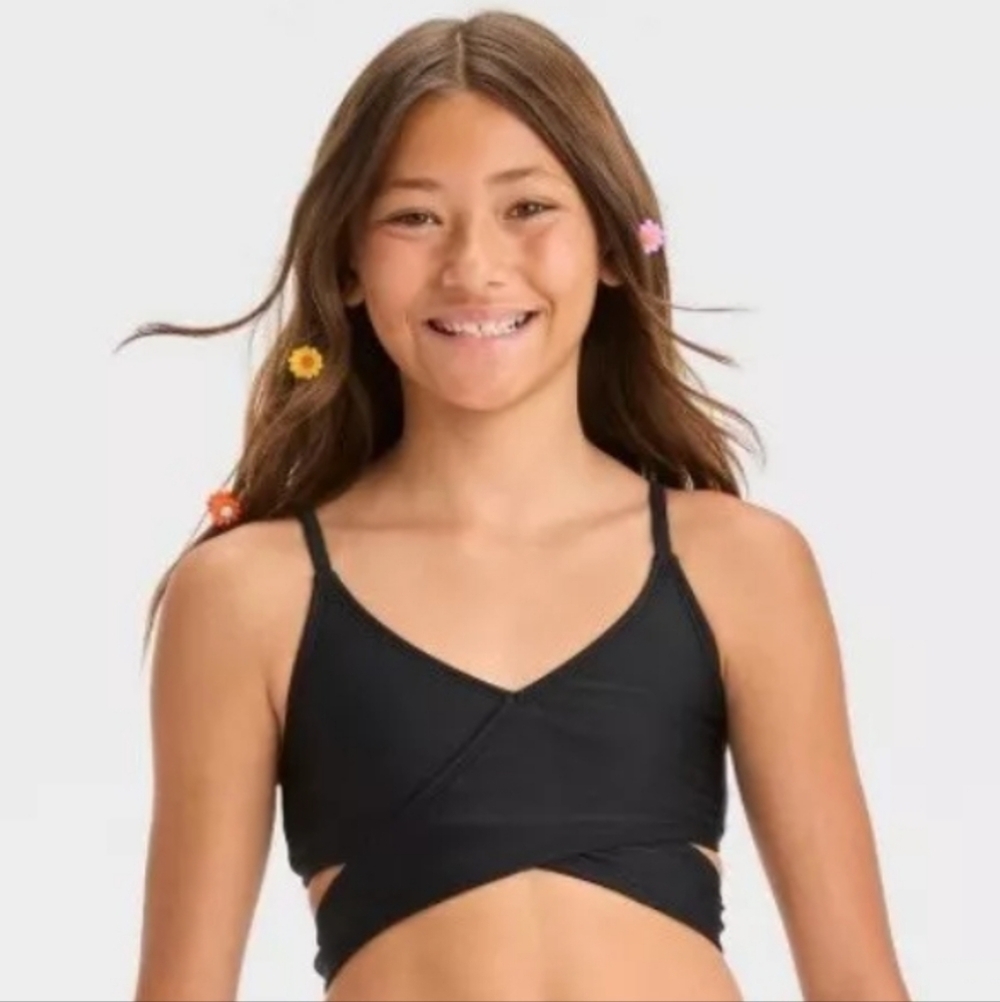 Girls' Solid Bikini Set - art class Black S(6/7)